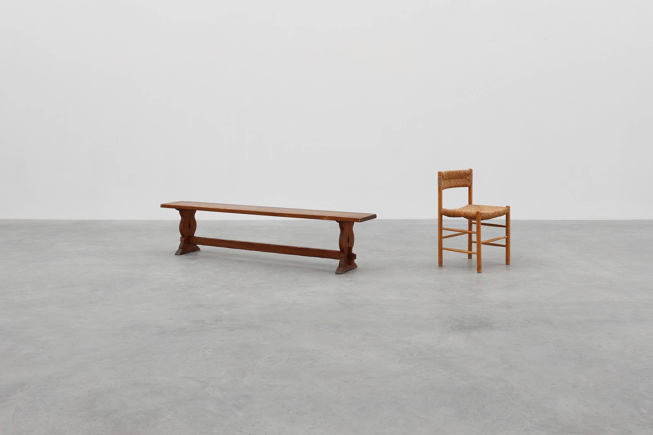 Rustic oak bench with nice patina, France ca. 1900