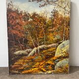 Forêt de Fontainebleau, signé R Vacher