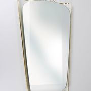 Mid-century illuminated wall mirror by Ernest Igl with brass crown, by Hillebrand.