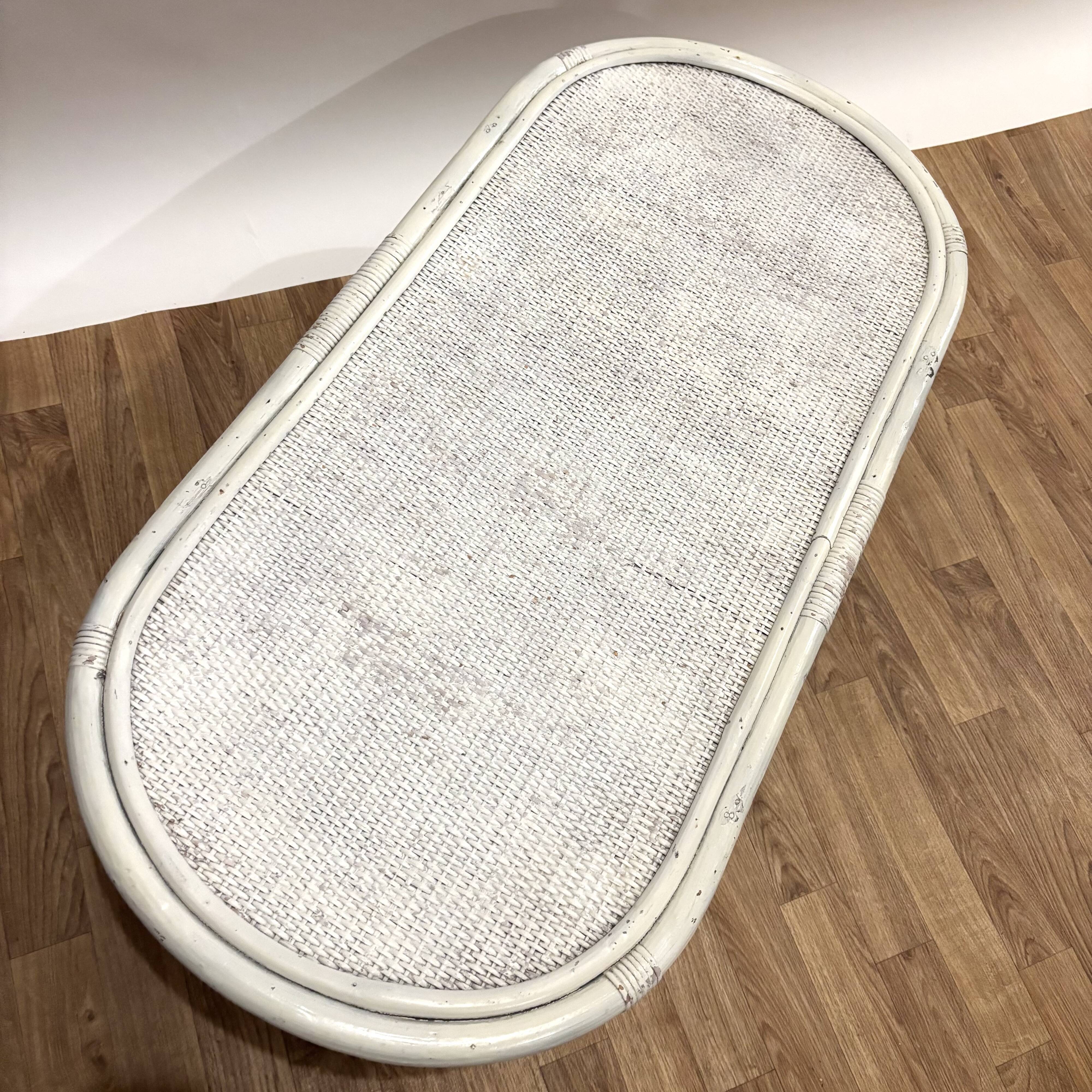 1970s rattan and woven wicker coffee table