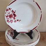 6 Hollow plates of the 40s decoration Flowers - Saint Amand Terre de Fer