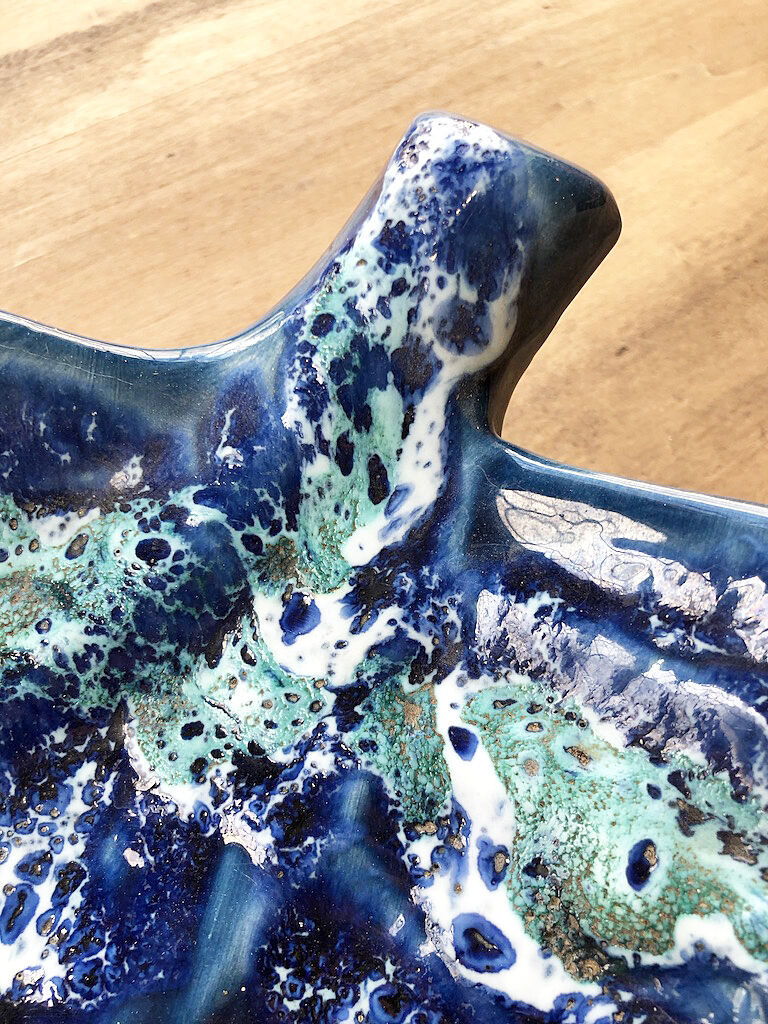 Vallauris blue ceramic sheet dish