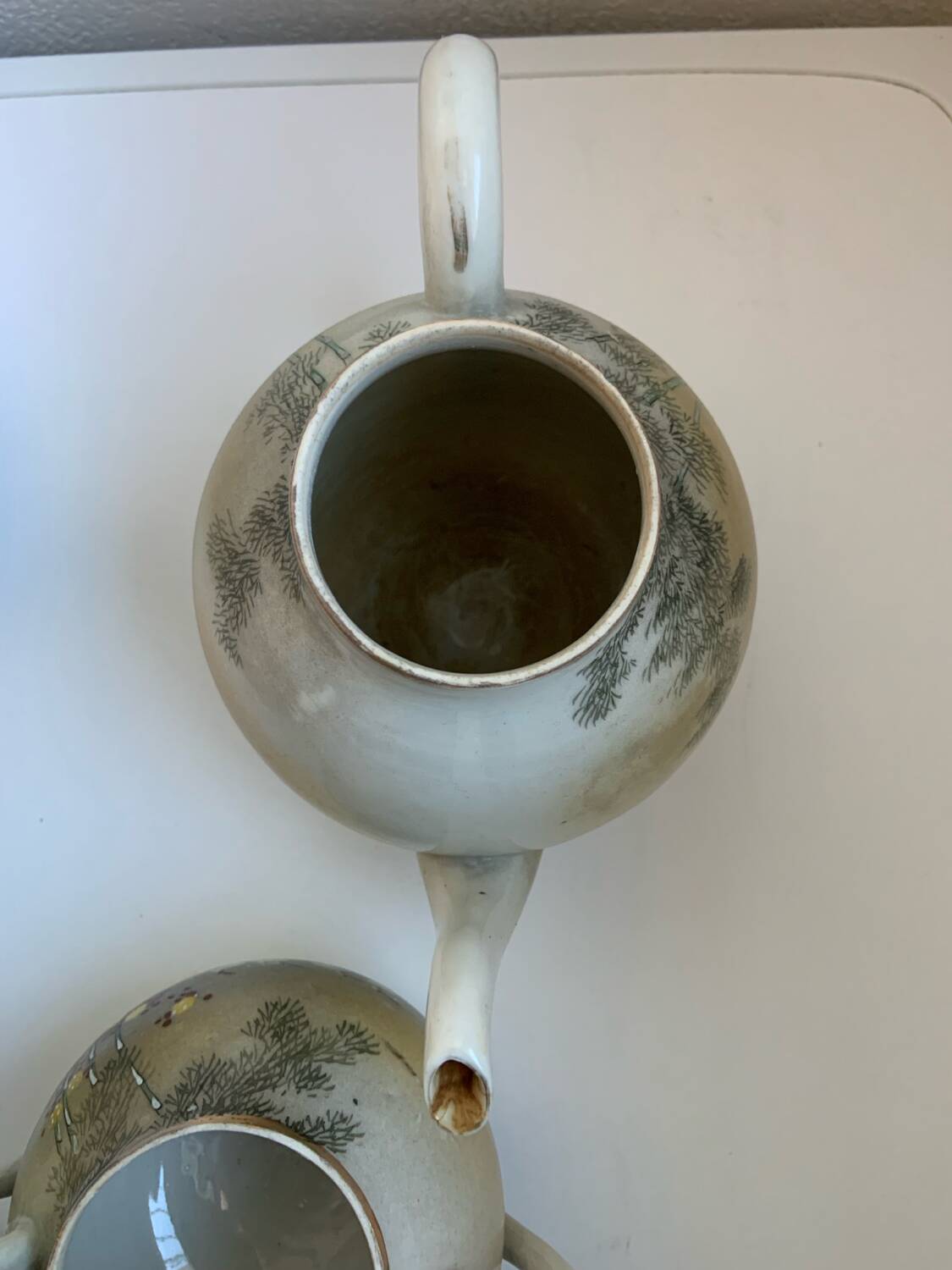 Fine porcelain tea service Japan - Decor of Cranes and Bamboo