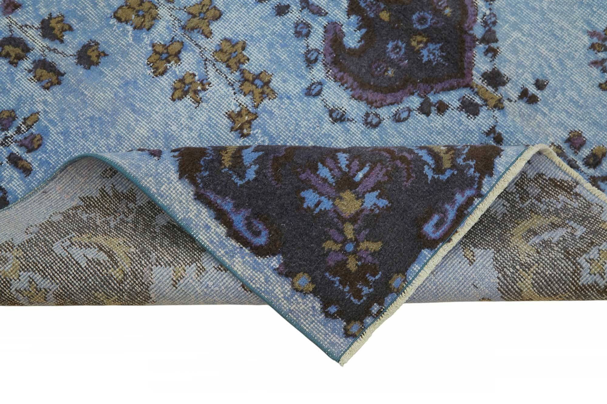 Overdyed Wool Vintage Handmade Carved Rug 173 cm x 296 cm
