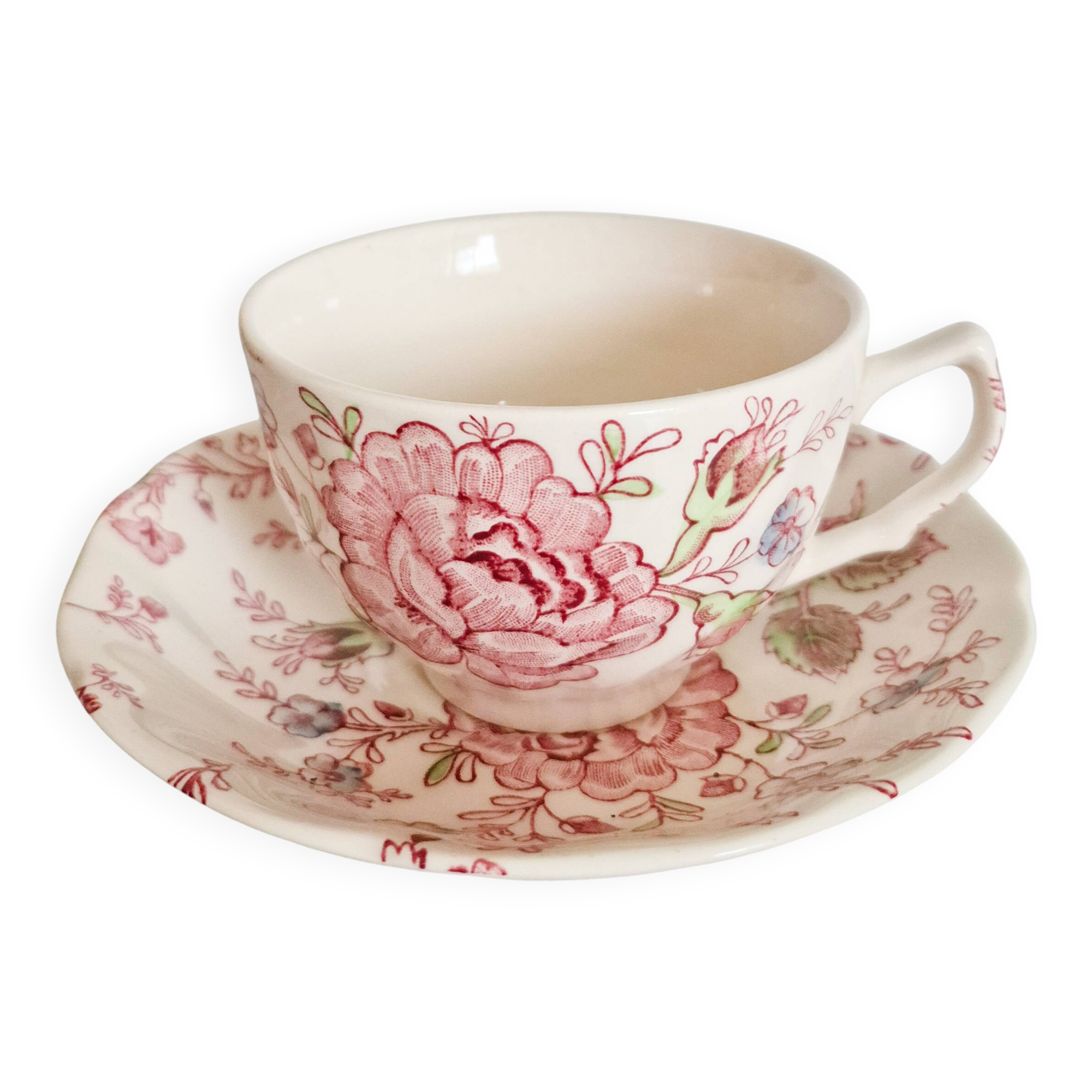 Tasse et sous-tasse , Johnson Brothers  modèle Rose Schintz . en excellent