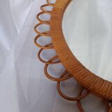 Oval rattan mirror from the 70s