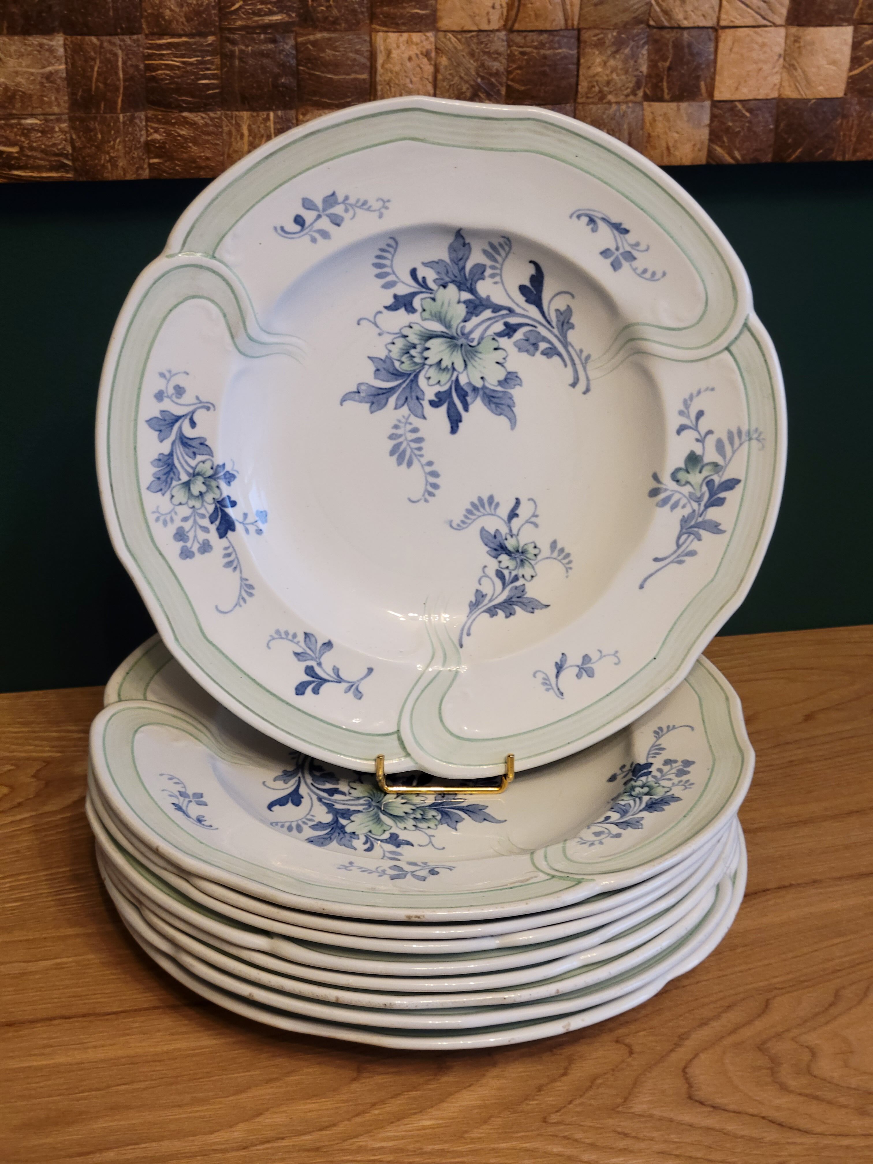 9 old K&G Lunéville hollow plates Regency model