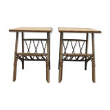 Pair of bedsides in rattan 60