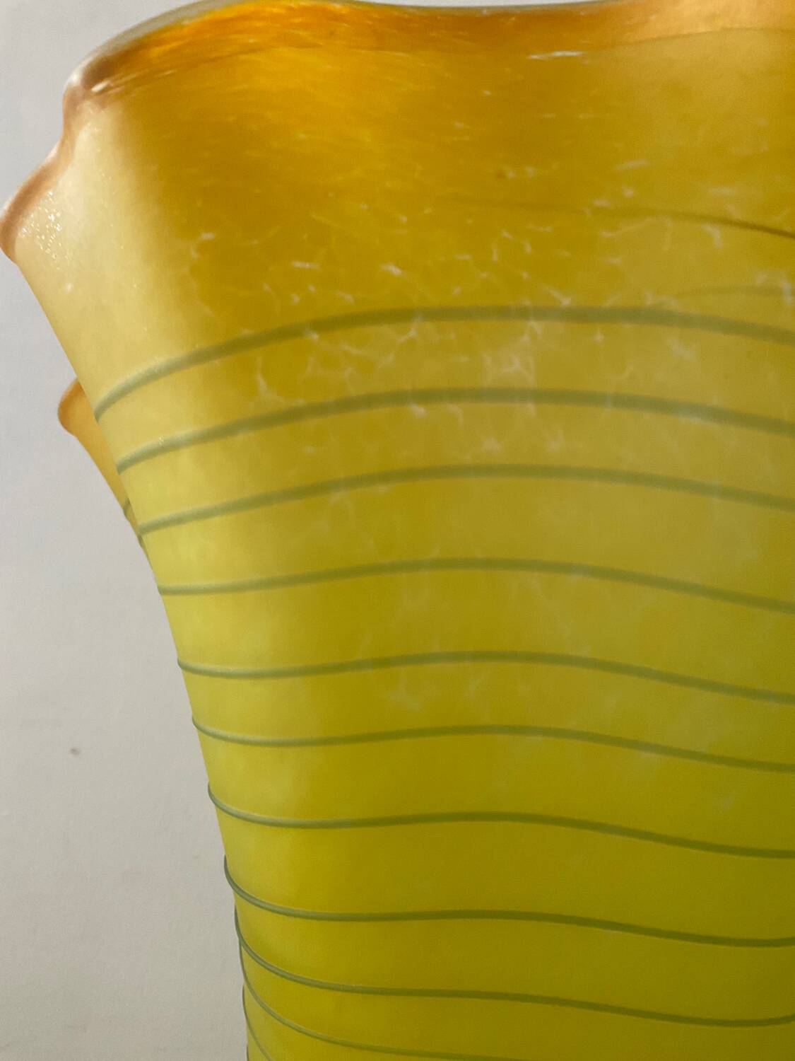 Vintage glass paste lamp with handkerchief neck