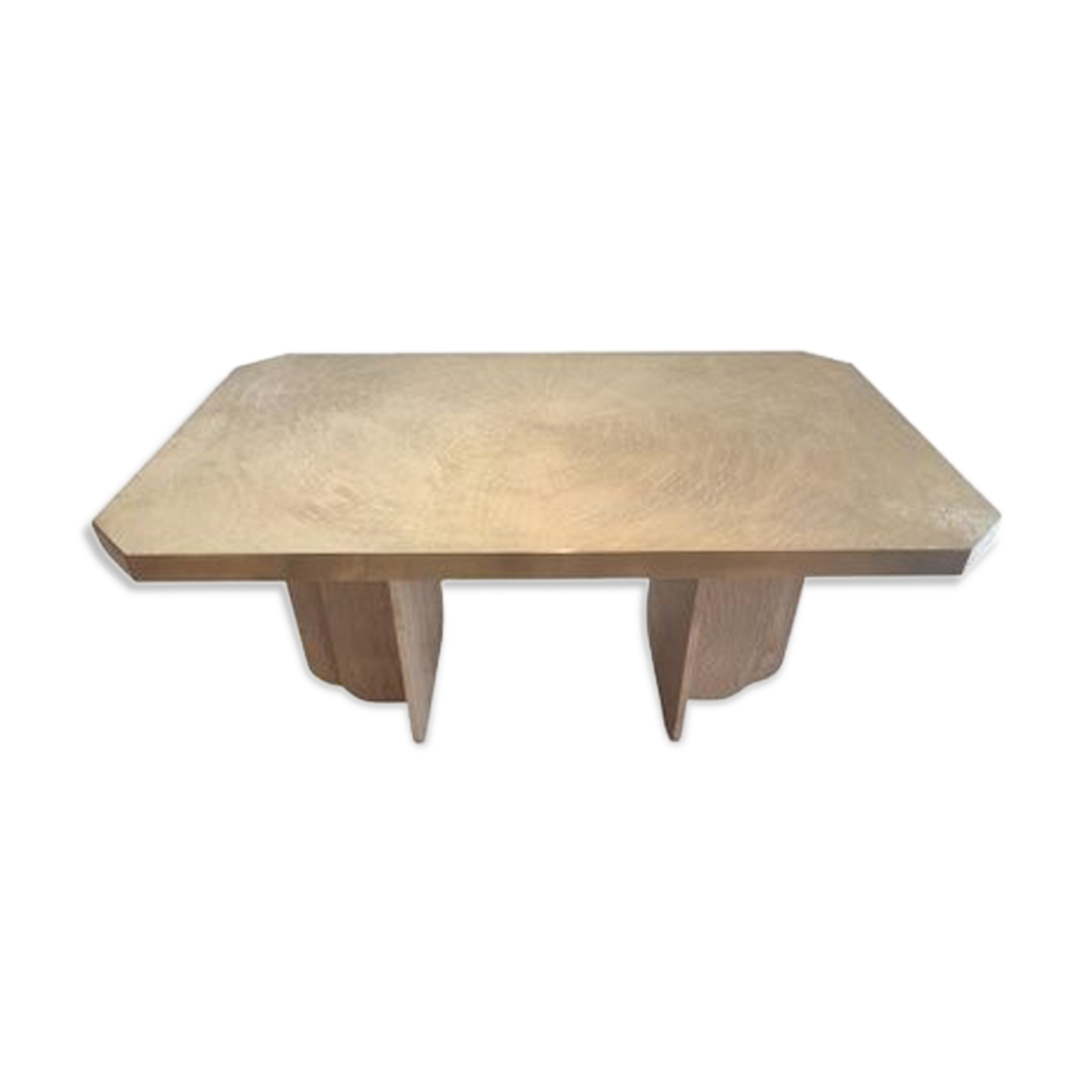 Engraved brass dining table attributed to Georges Mathias, 1975