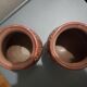 Two vases green and vintage chocola, 60s