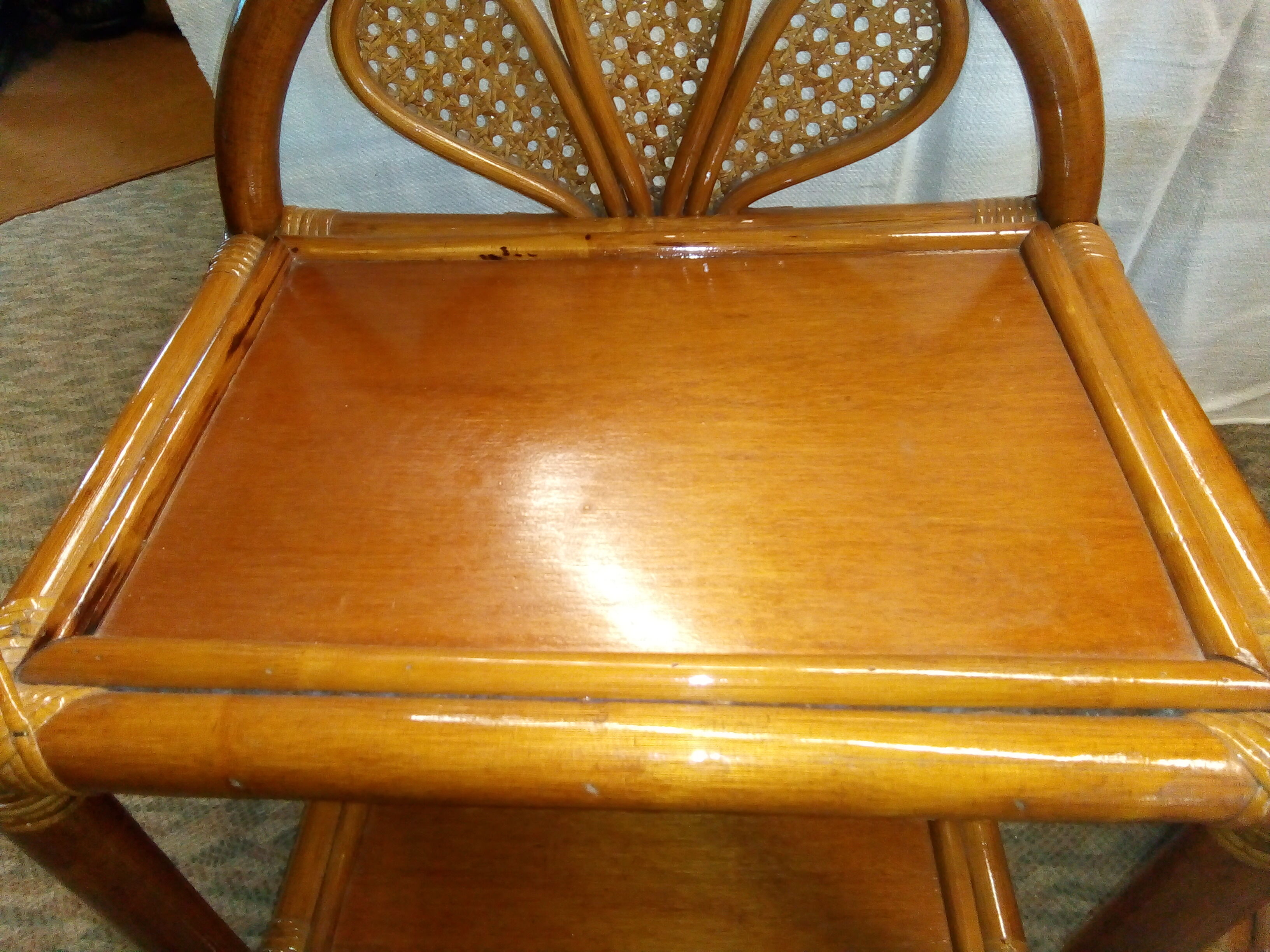 Pair of bedside bamboo rattan night tables