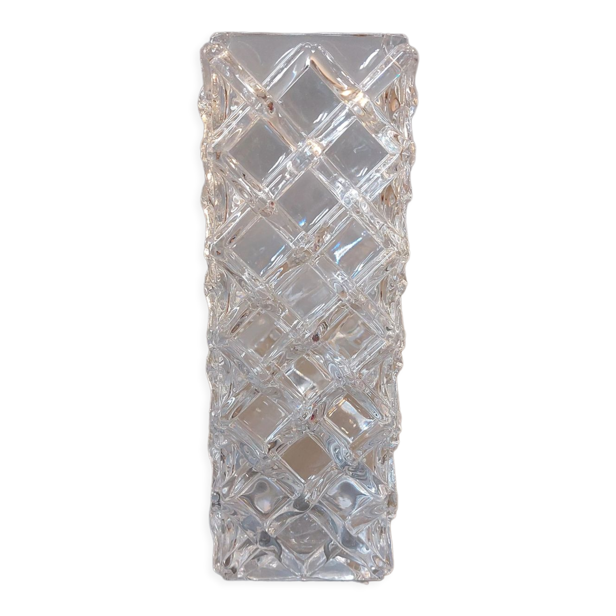 Molded glass vase cross 1940