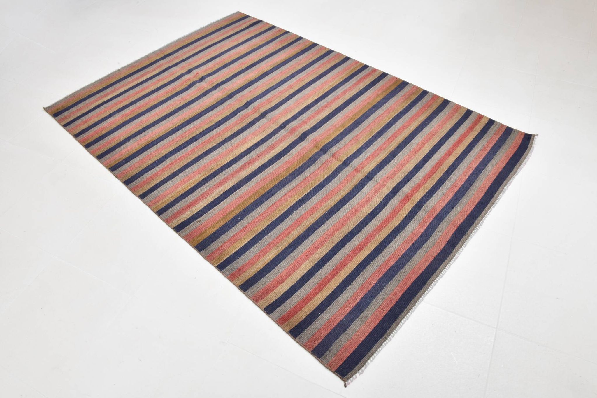 5x7 Faded Blue & Red Vintage Kilim Rug, Antique Home Decor 147x217Cm