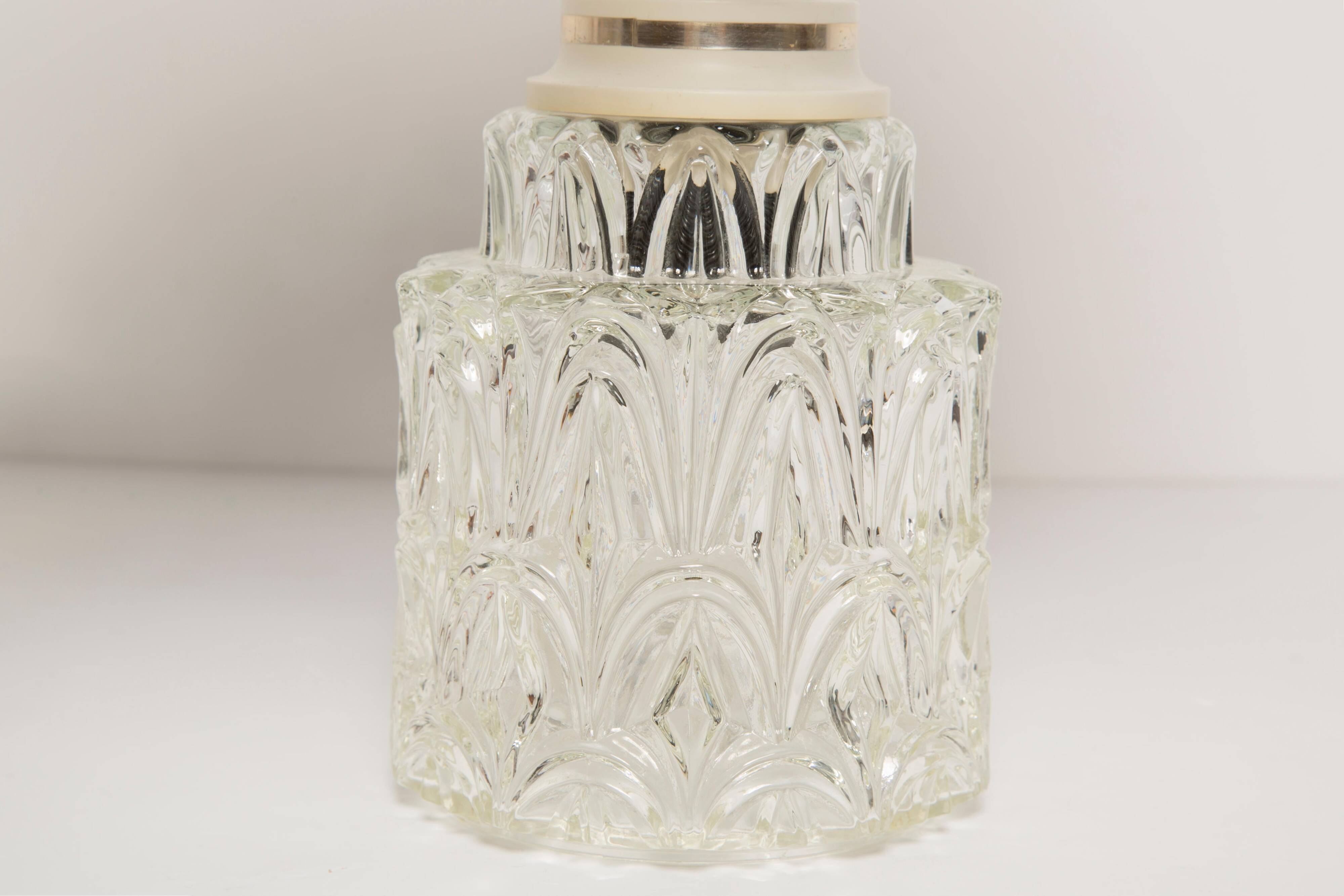Medium Hollywood Regency ceiling lamp from the mid-20th century, white metal, Italy, 1960.