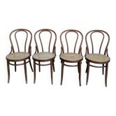 Set of 4 Bentwood Dining Chairs with Cane Seat / Bistro Thonet Style Chairs
