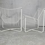 Paire de fauteuils tiges d'acier laqués blanc. Circa 1985