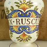 Ex-Ruscus apothecary pot in st Clement's earthenware