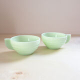 2 cups opaline green mint art deco