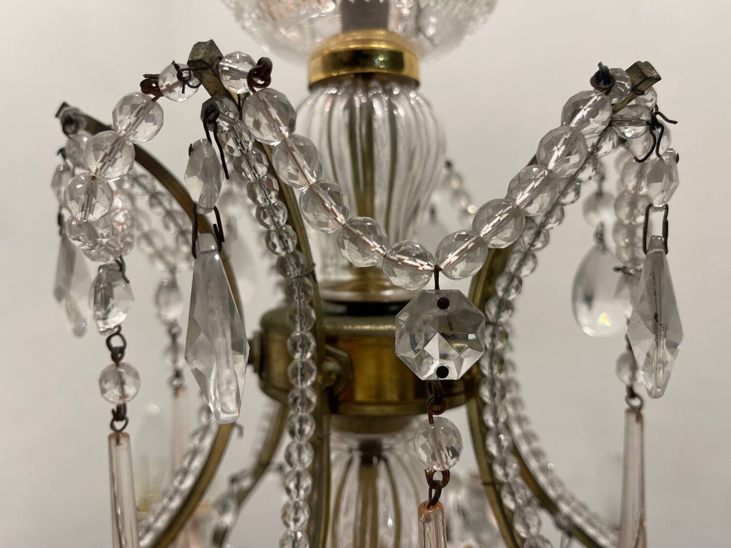 Large Crystal Beaded Pink Murano Glass Chandelier