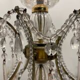 Large Crystal Beaded Pink Murano Glass Chandelier