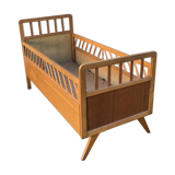 Lit enfant en bois pied compas