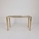 Italian Rectangle Side Table in Brass Bamboo and Smoked Glass, 1970s