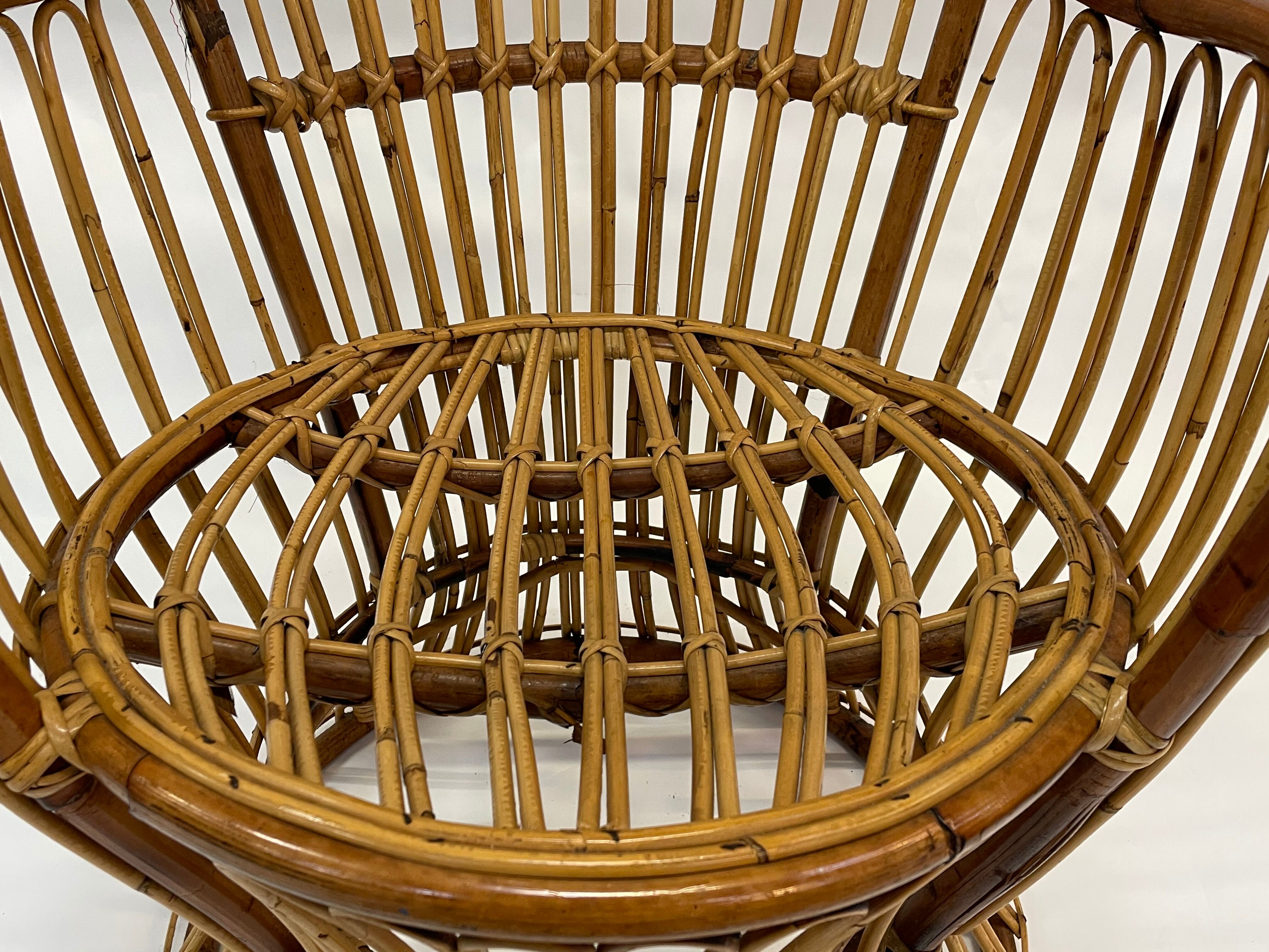 Set of two mid century rattan armchairs by bonacina 1950 design