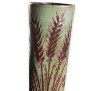 Vase rouleau fond vert midcentury, La Poterie PÉrigourdine