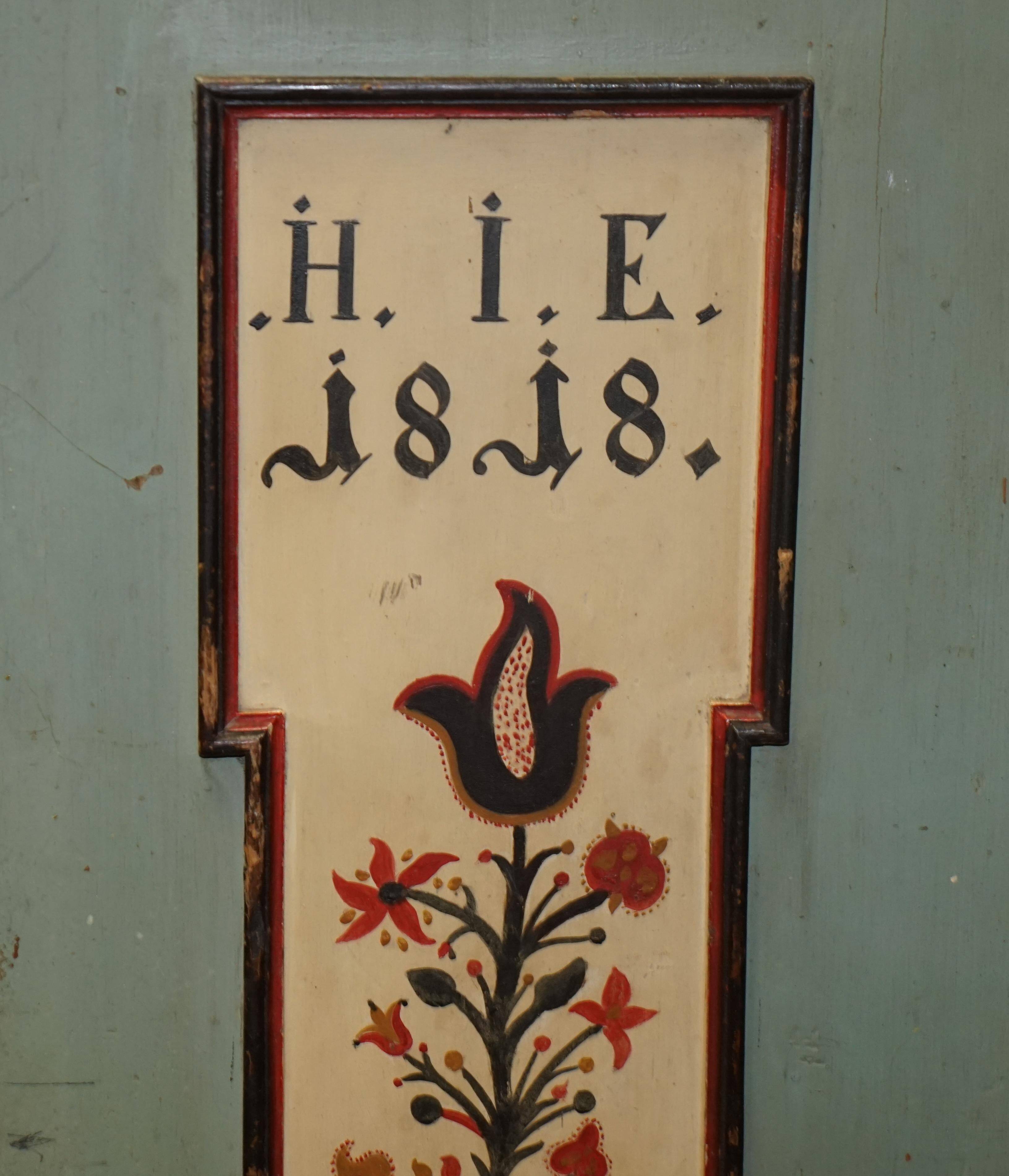 Antique German wedding armoire, hand-painted, 1818.