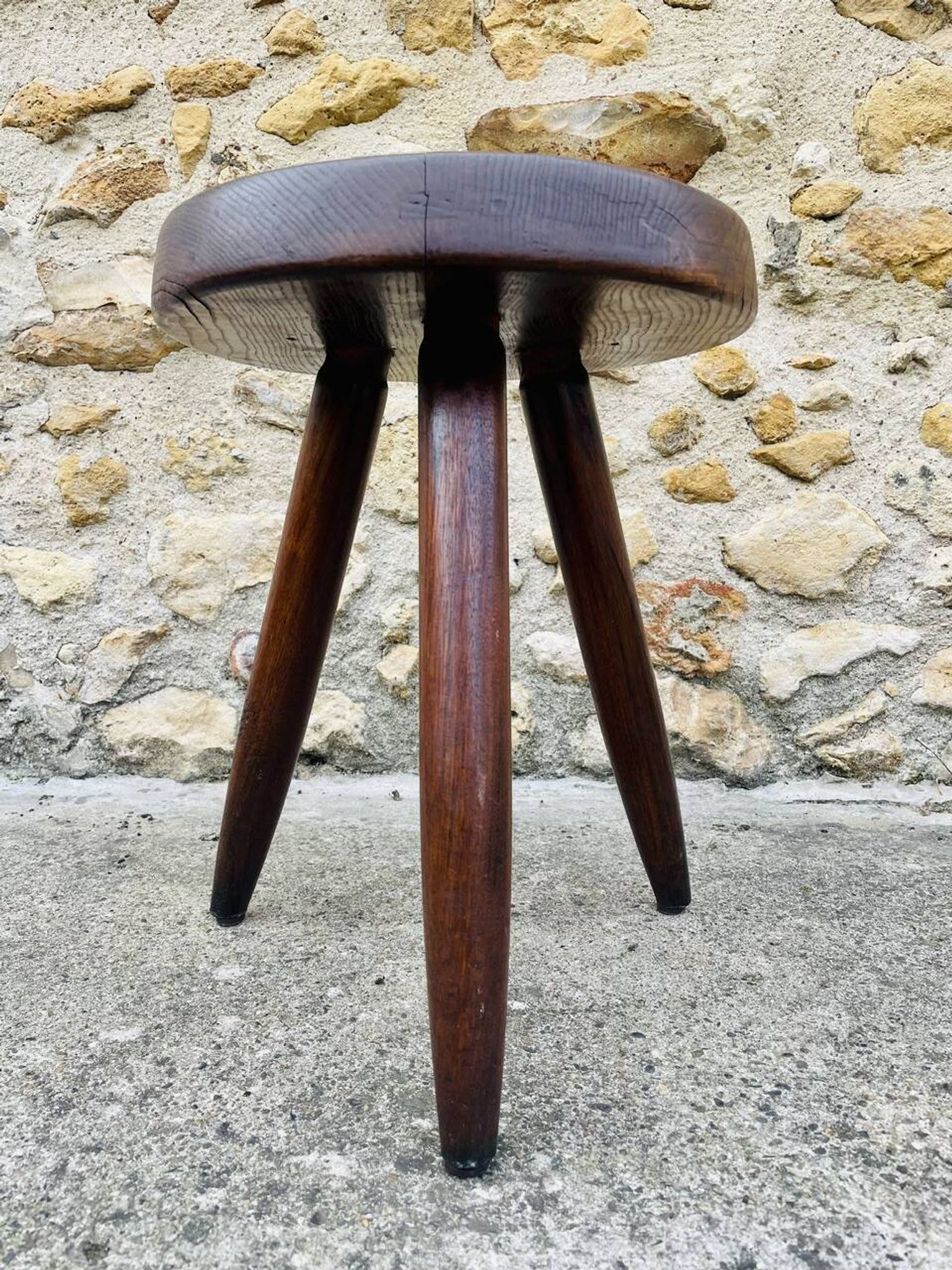 Vintage "Berger" stool, tall, in ash, Charlotte Perriand, 1950s