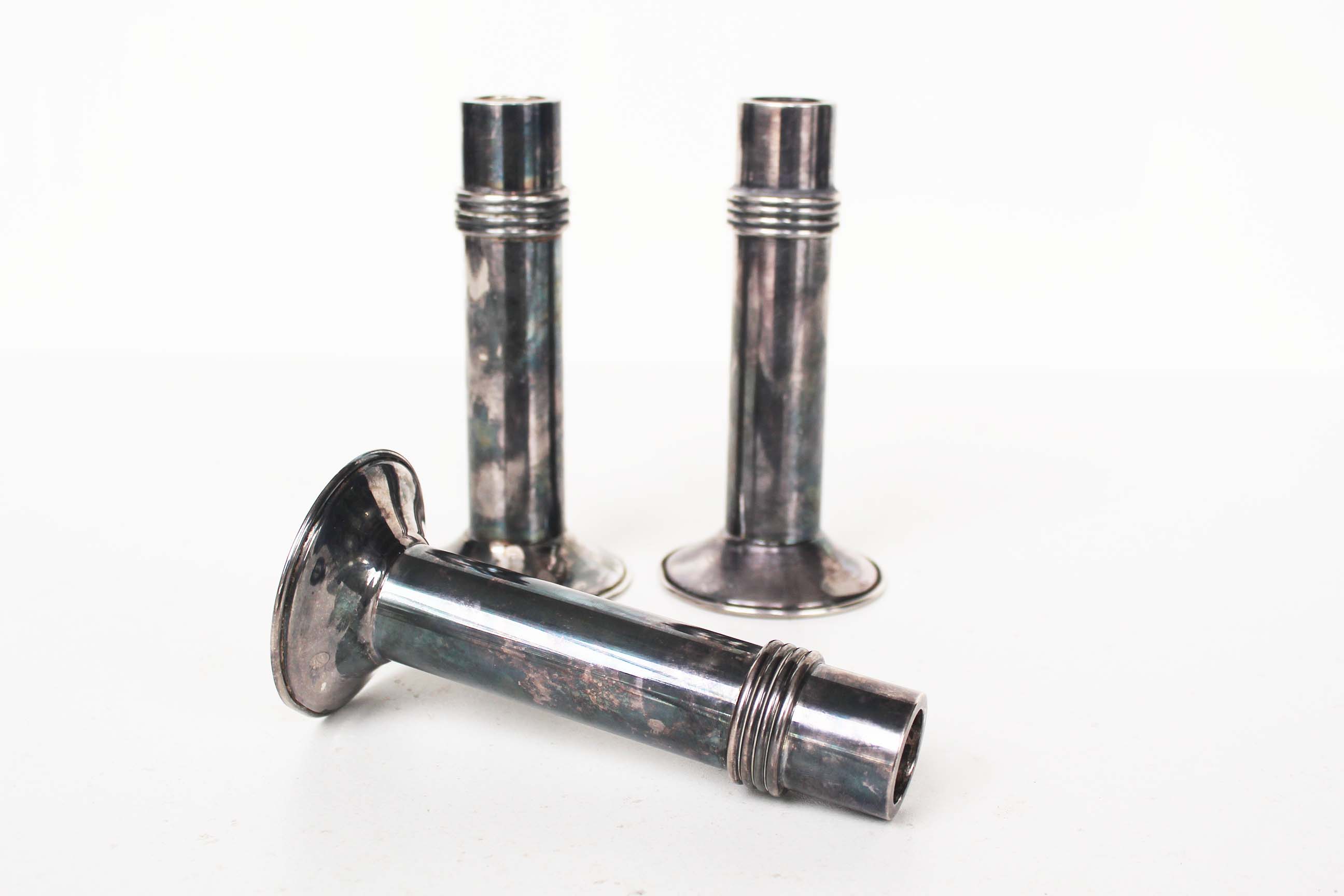 Rare set of silver plated Art deco candle holders by Christian Dior, France 1950's