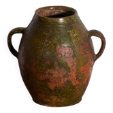Ancient pot with two handles in glazed ceramic – Central Europe, around 1920
