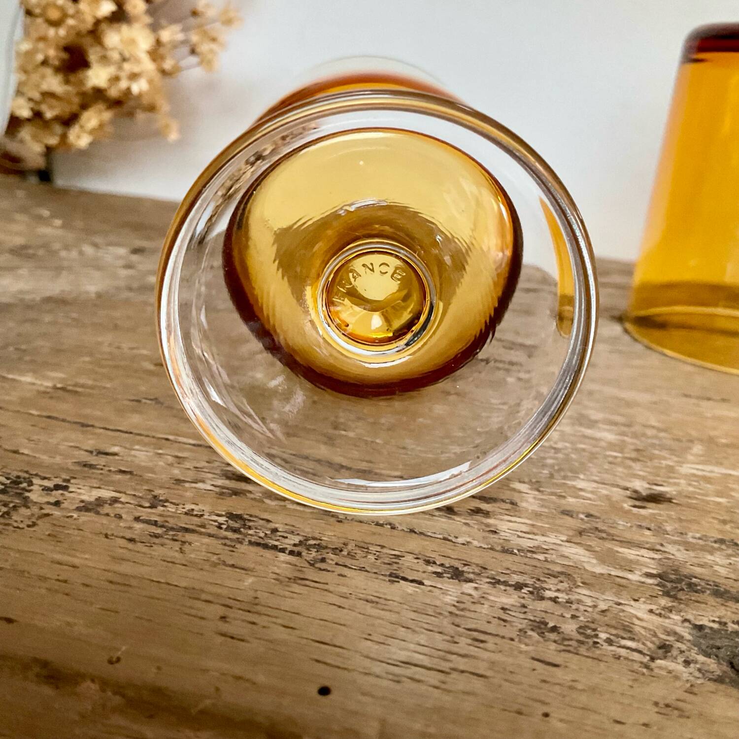 6 vintage LUMINARC amber glasses