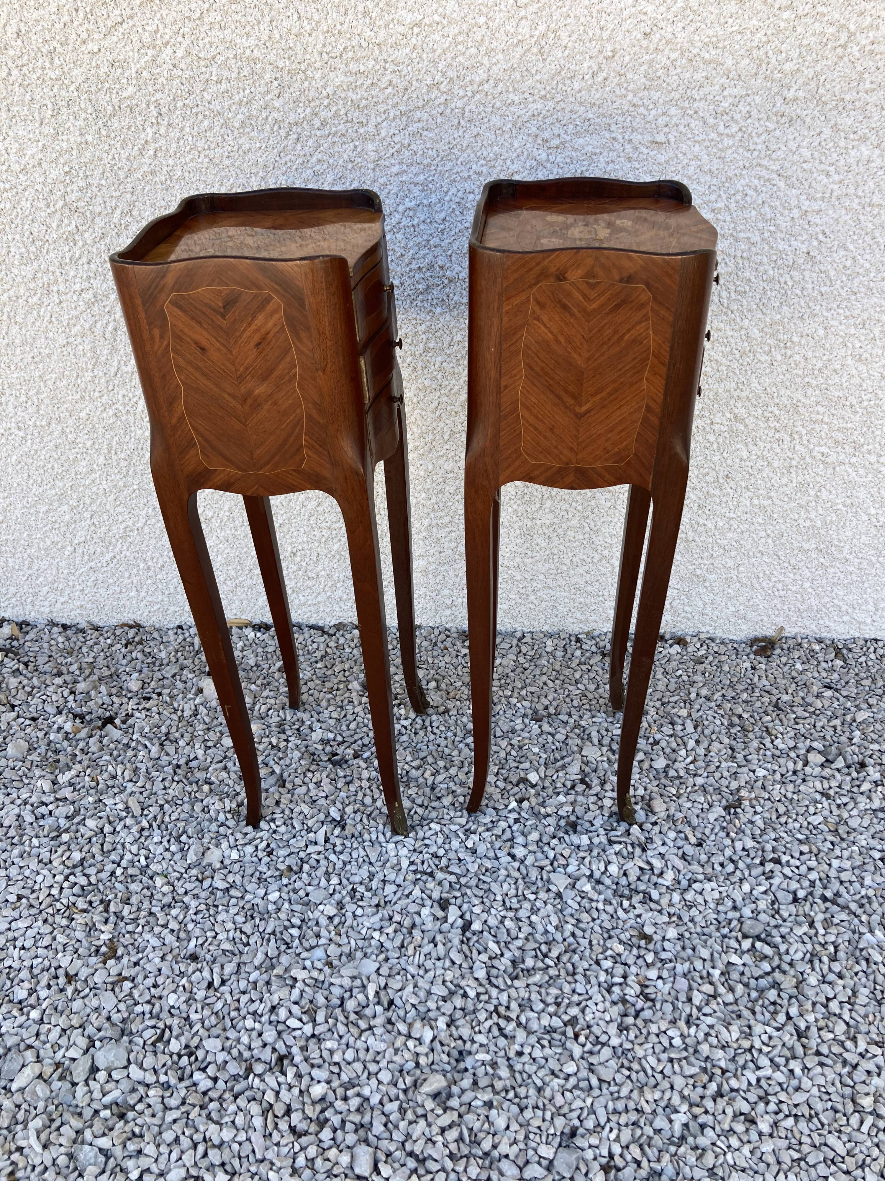 Pair of bedsides Louis XV in marquetry