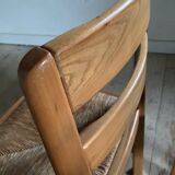 Vintage elm and straw chairs Maison Regain