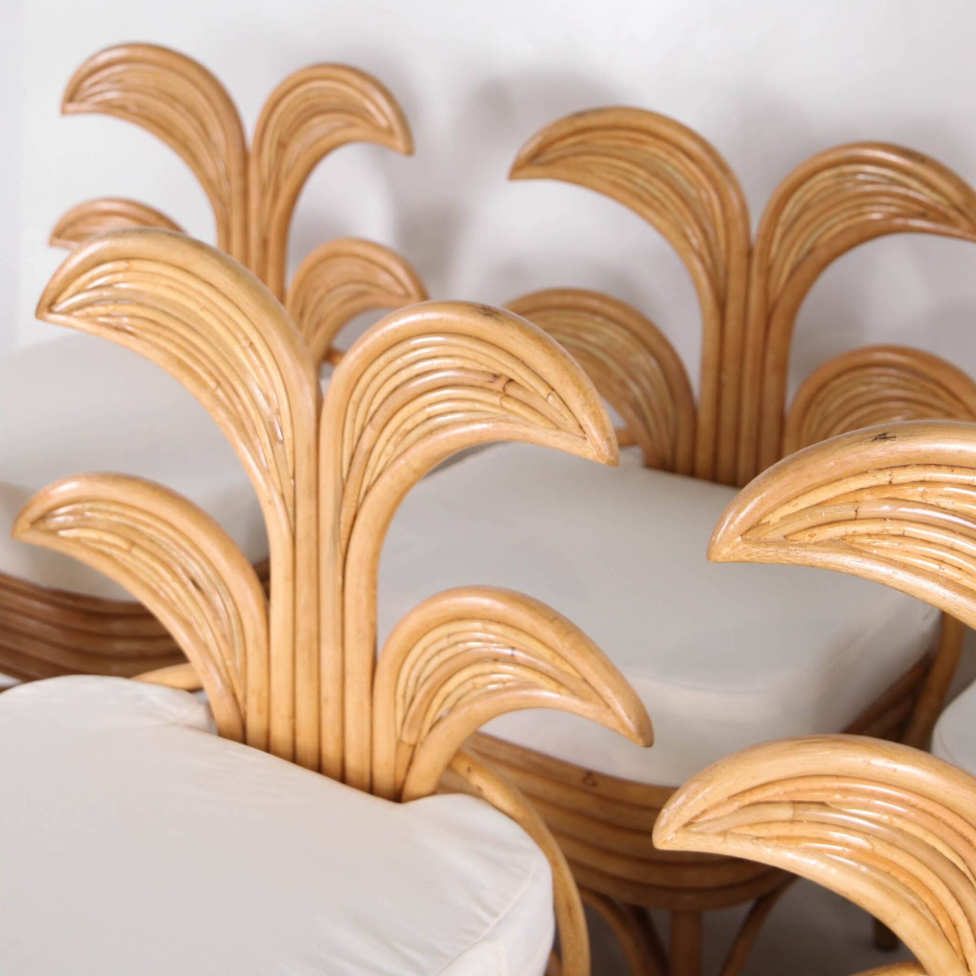 Set of 6 rattan chairs "palm tree"