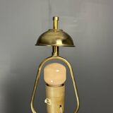 Lampe de table en rotin, bambou et laiton, Italie années 1970