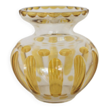 Petit vase art déco en verre cristallin jaune – Années 1950