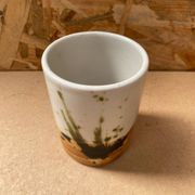 Ancien Pot Tasse Poterie De La Colombe Grès Beige Marron Vintage