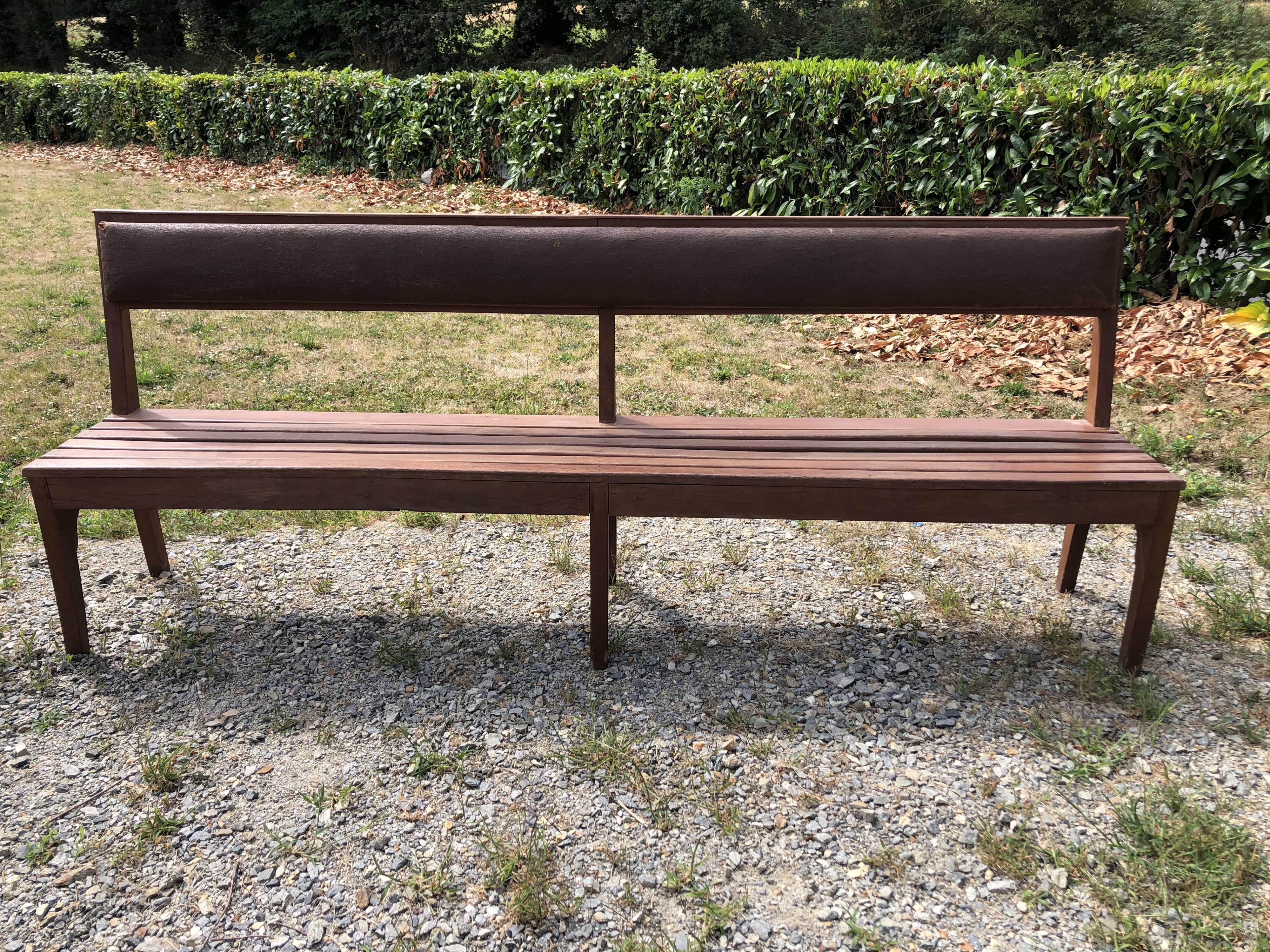 Duo of vintage church benches in solid beech