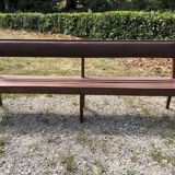 Duo of vintage church benches in solid beech