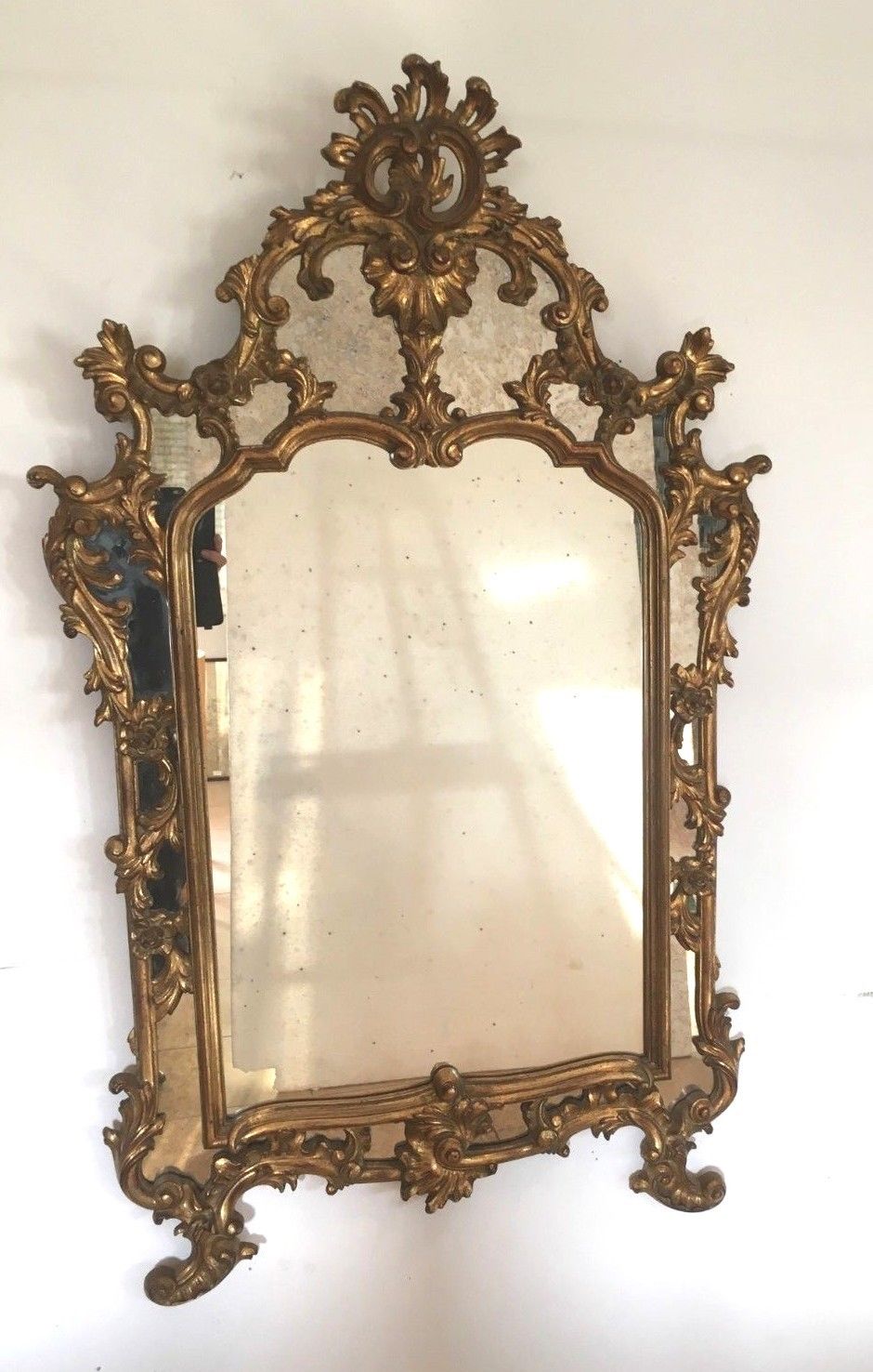 Gilded wooden rockery mirror XX century 140x83cm