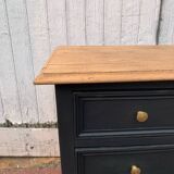 Matte black oak chest of drawers with 3 drawers