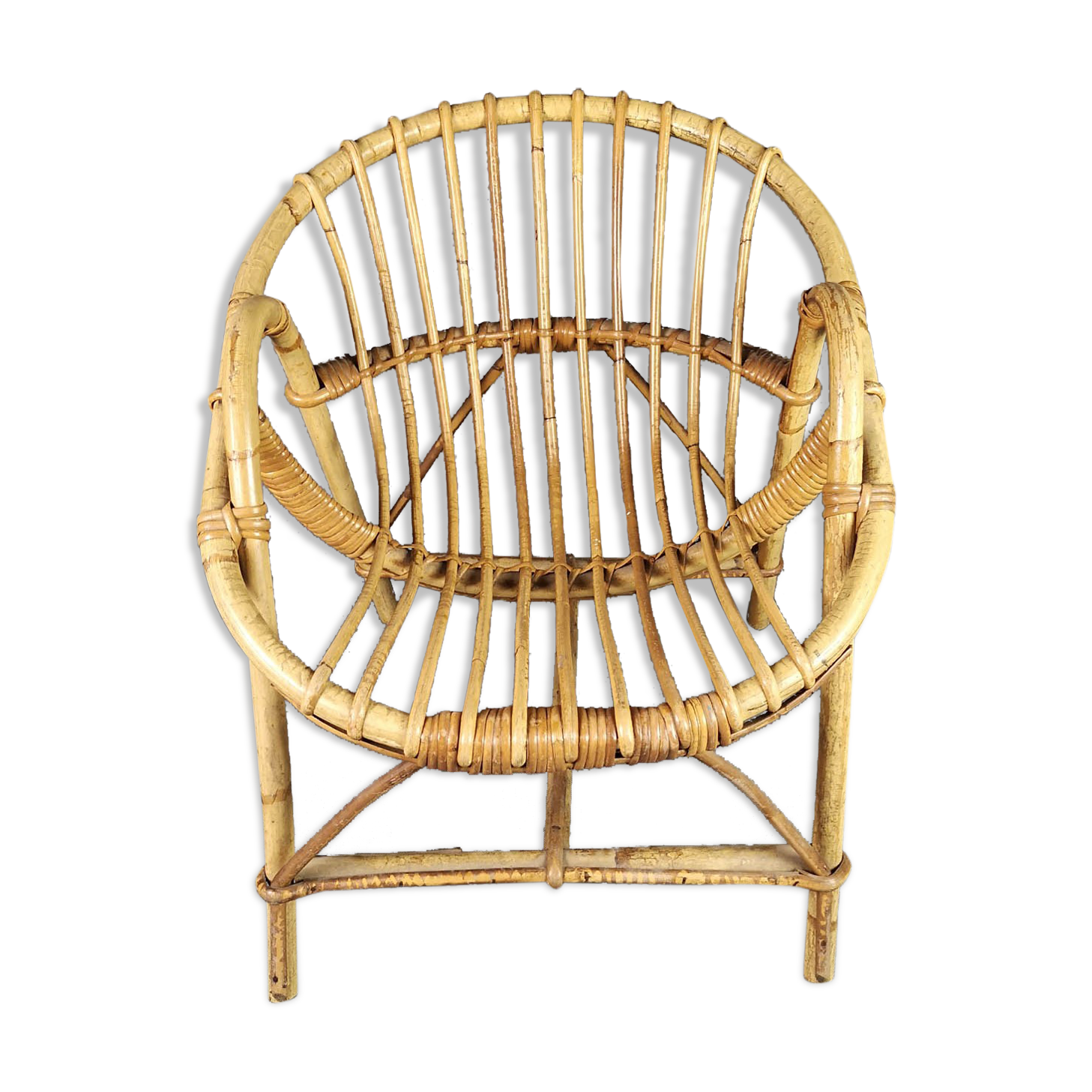 Children's rattan shell chair