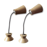 Set of two Armelec 92 beige workshop lamps 1950