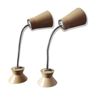 Set of two Armelec 92 beige workshop lamps 1950