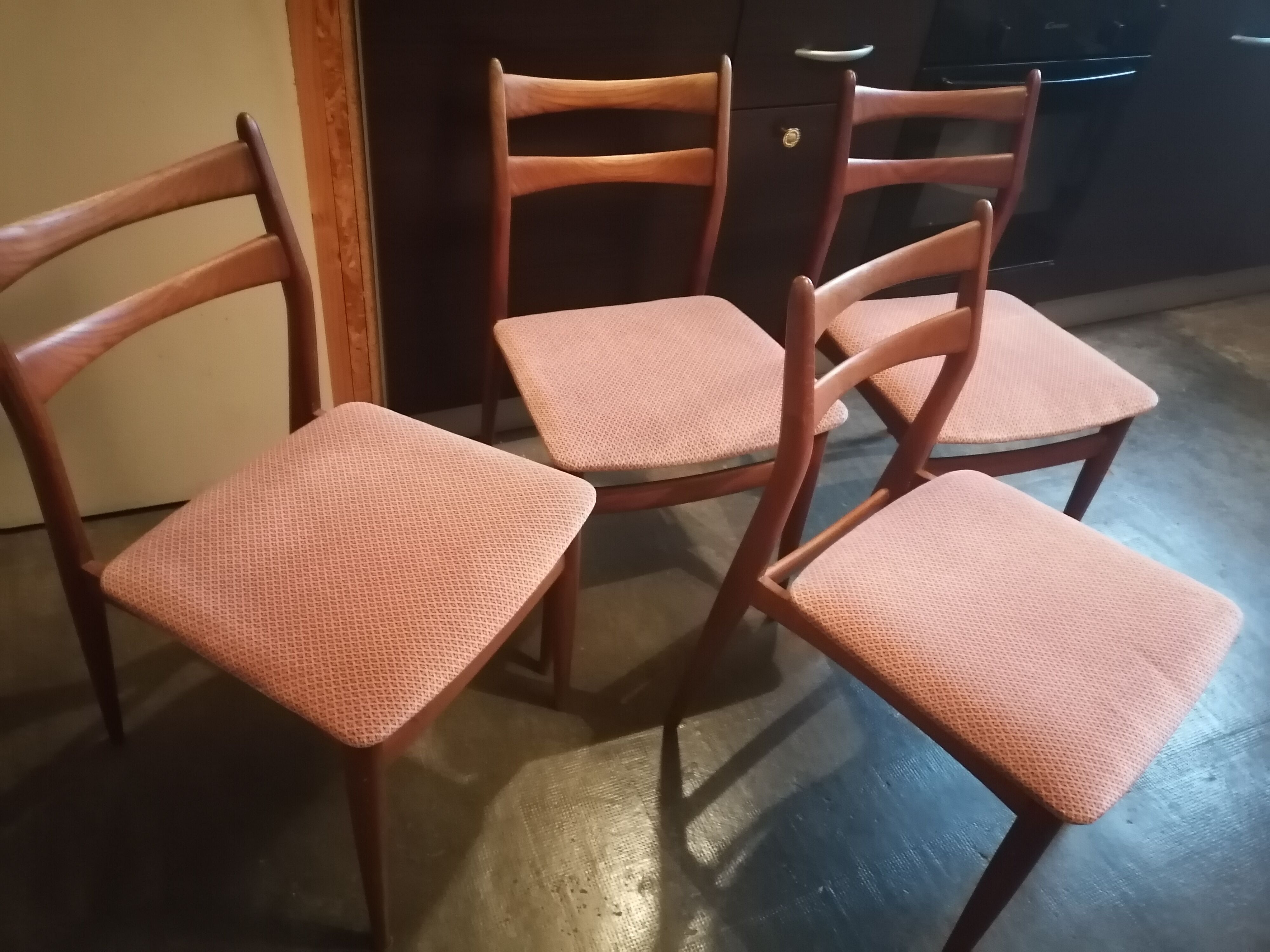 Lot 4 chairs Scandinavian teak 1960 fabric