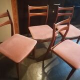 Lot 4 chairs Scandinavian teak 1960 fabric