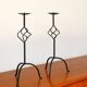 Pair of twisted tripod candlesticks in black iron, Brutalist, 1970 - 44 cm